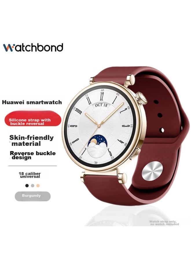 Watchbond Compatible With Huawei Gt6 Watch Strap, Suitable For Gt5/4/watch5 Women's Model, 41mm Reverse Buckle Silicone Strap, Smart Sports 18mm Women's Silicone Wristband, Summer Watch Band Accessory - Image 1