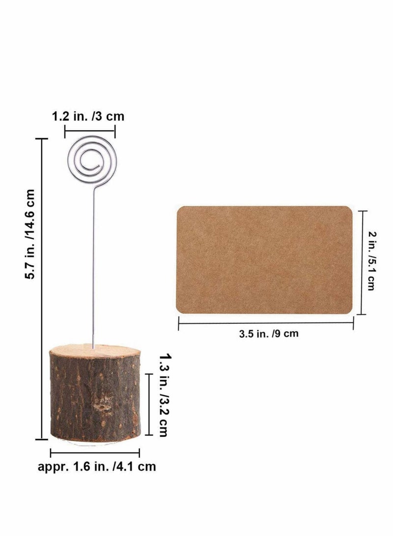 KASTWAVE 10 قطع من حاملات بطاقات الأماكن المصنوعة من الخشب الطبيعي الريفي مع حامل بطاقات الطاولة من لحاء الخشب، مشبك ملاحظات للصور، بطاقات اسم المذكرات، بطاقات أماكن الزفاف، أرقام الطاولة، علامات الأسعار - Image 2