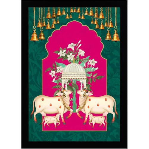 Eurotex Wall Painting for Living Room Wall Decoration Large Canvas Vastu Pichwai Cow wall painting for South East Wall Big Size Wrapped Canvas Rectangular Pichwai Cow Wall Painting for Hall Bedroom Office Gift & Home Decor - Image 1