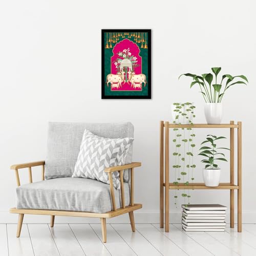 Eurotex Wall Painting for Living Room Wall Decoration Large Canvas Vastu Pichwai Cow wall painting for South East Wall Big Size Wrapped Canvas Rectangular Pichwai Cow Wall Painting for Hall Bedroom Office Gift & Home Decor - Image 4