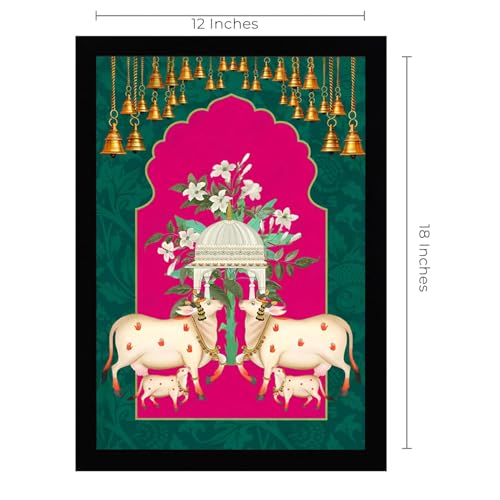 Eurotex Wall Painting for Living Room Wall Decoration Large Canvas Vastu Pichwai Cow wall painting for South East Wall Big Size Wrapped Canvas Rectangular Pichwai Cow Wall Painting for Hall Bedroom Office Gift & Home Decor - Image 2