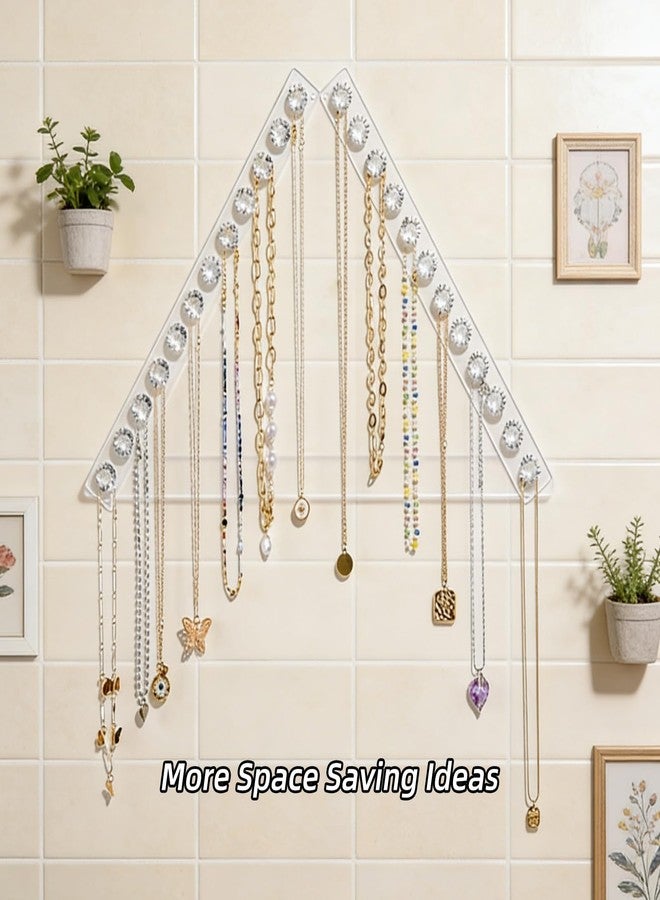 Gallipower 2Pcs Acrylic Necklaces Holder Hanging Jewelry Organizer Wall Mounted Necklace Hangers with 12 Hooks,Clear Jewelry Hangers for Necklace Organizer for Women Necklace Hooks for Wall - Image 5