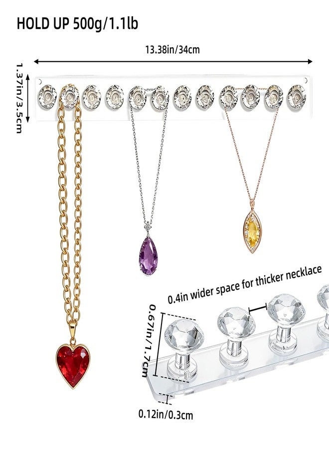 Gallipower 2Pcs Acrylic Necklaces Holder Hanging Jewelry Organizer Wall Mounted Necklace Hangers with 12 Hooks,Clear Jewelry Hangers for Necklace Organizer for Women Necklace Hooks for Wall - Image 2