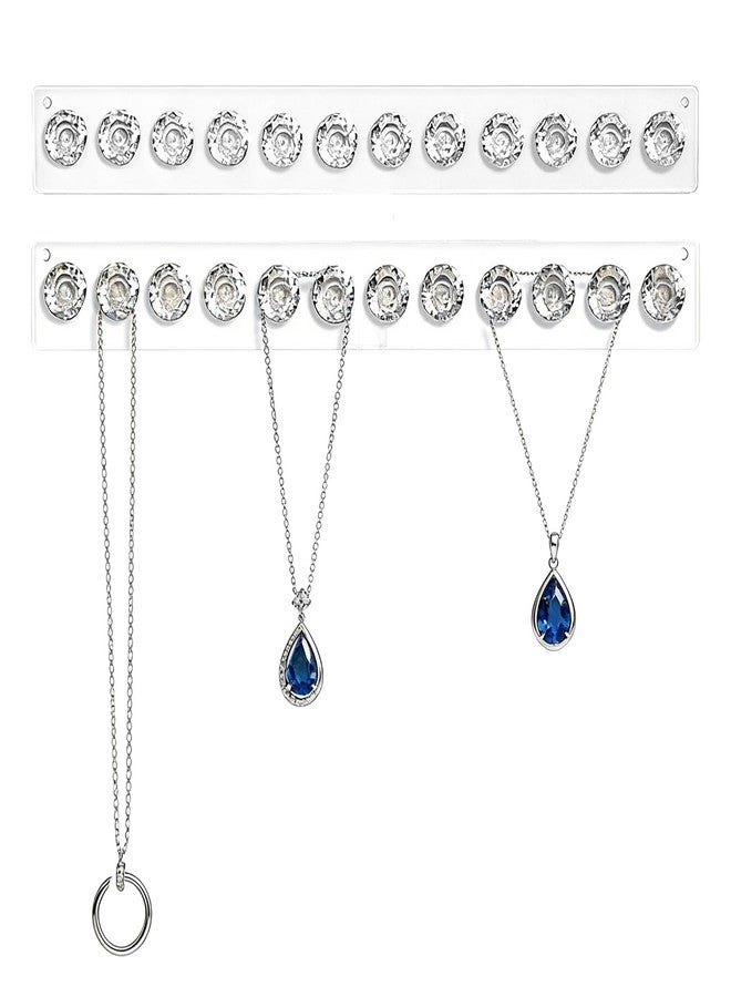 Gallipower 2Pcs Acrylic Necklaces Holder Hanging Jewelry Organizer Wall Mounted Necklace Hangers with 12 Hooks,Clear Jewelry Hangers for Necklace Organizer for Women Necklace Hooks for Wall - Image 1