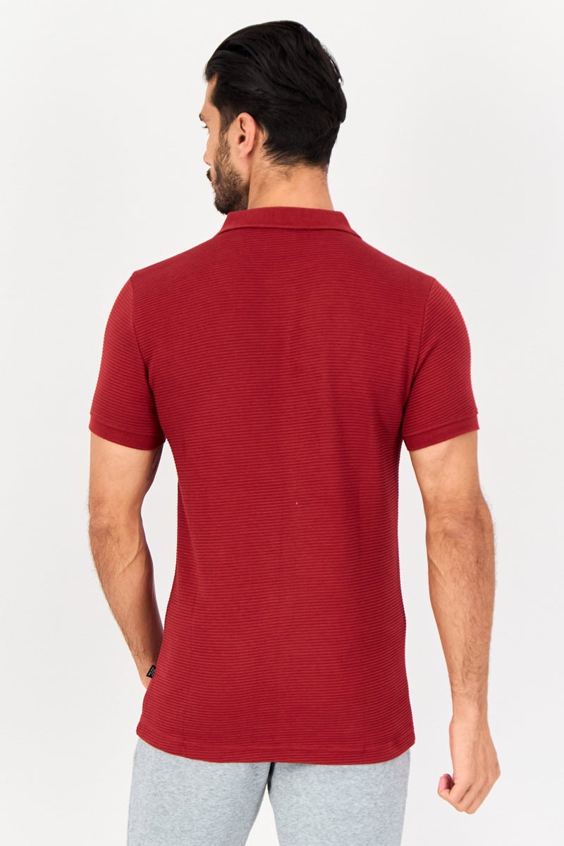 PUMA Men Slim Fit Short Sleeve Outdoor Polo Shirt, Maroon - Image 3