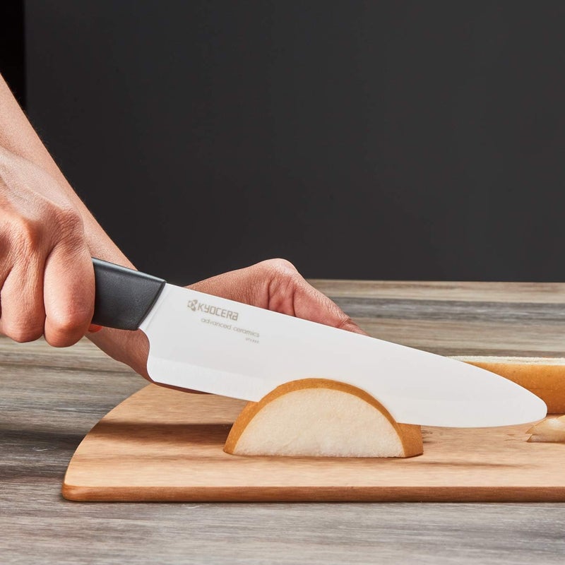 Kyocera’s Revolution 4-Piece Ceramic Knife Set: Ceramic Chef Knife For Your Cooking Needs, 7" Chef's Santoku, 5.5" Santoku, 4.5" Utility & 3" Paring Knives, Black/White - Image 3