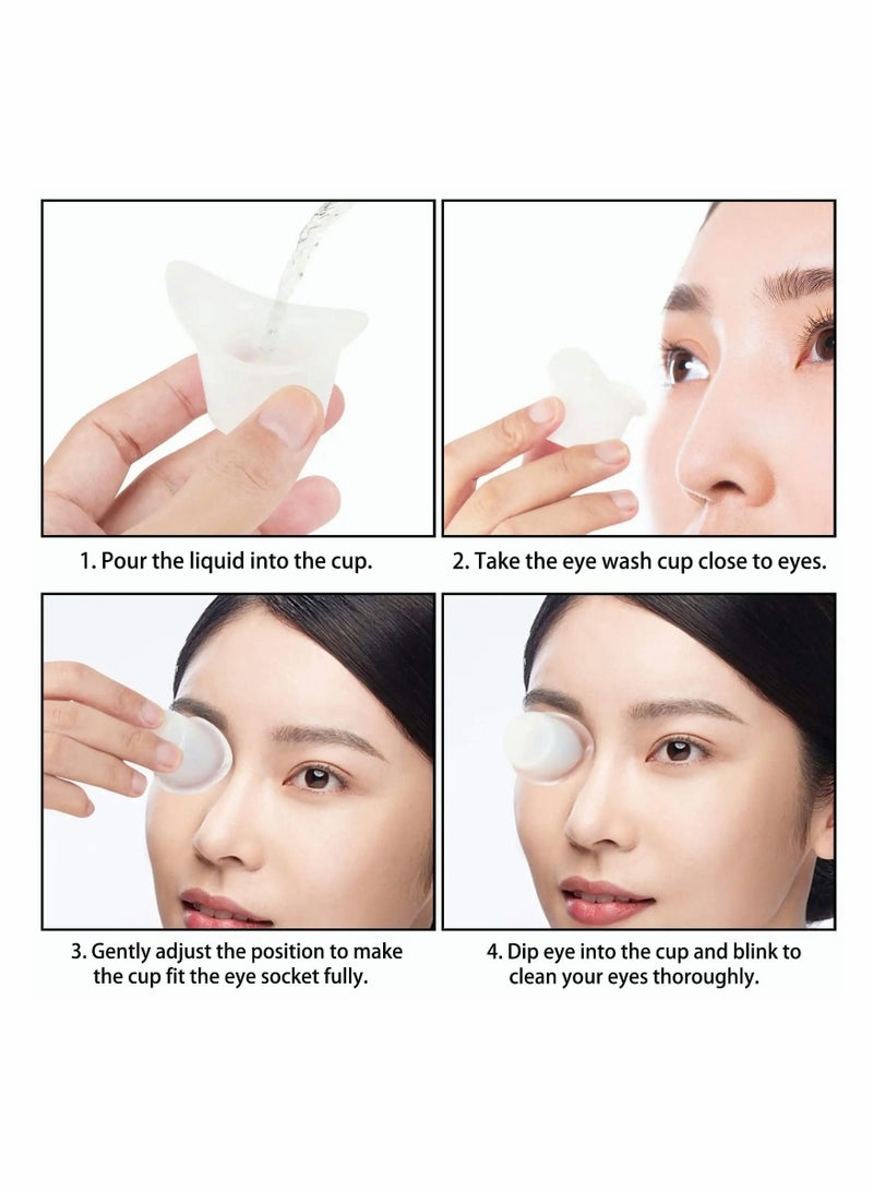 واي آند دي Eye Wash Bath Kit Silicone Cup, 13PCS Flush Cleansing Flushing Rinse Cups with Calibration for Refresh Clean Tired Eyes  - Image 5