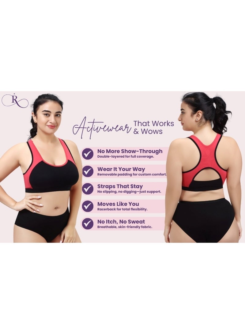راجني حمالة صدر رياضية نسائية بتصميم ظهر متقاطع، مصنوعة من القطن والليكرا، ناعمة، تسمح بمرور الهواء، بدون أسلاك، بدون خياطة، تغطية كاملة، حشوات قابلة للإزالة، أشرطة مانعة للانزلاق. مناسبة لليوغا، والتمارين الرياضية، والجري، والمشي، والأنشطة الرياضية، واللياقة البدنية، والسفر. - Image 2