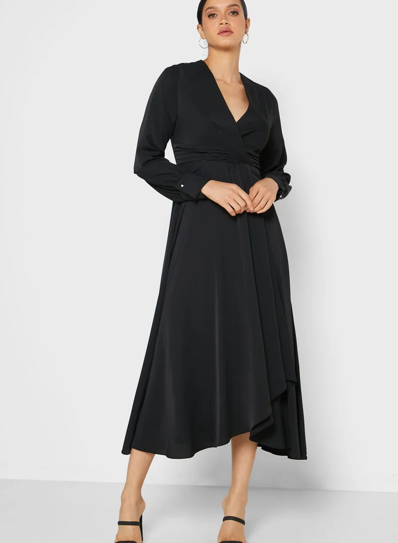 ELLA Wrap Front Midi Dress