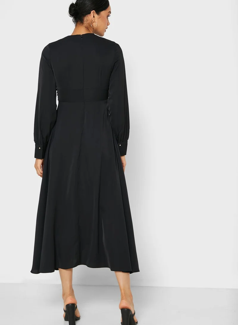 ELLA Wrap Front Midi Dress