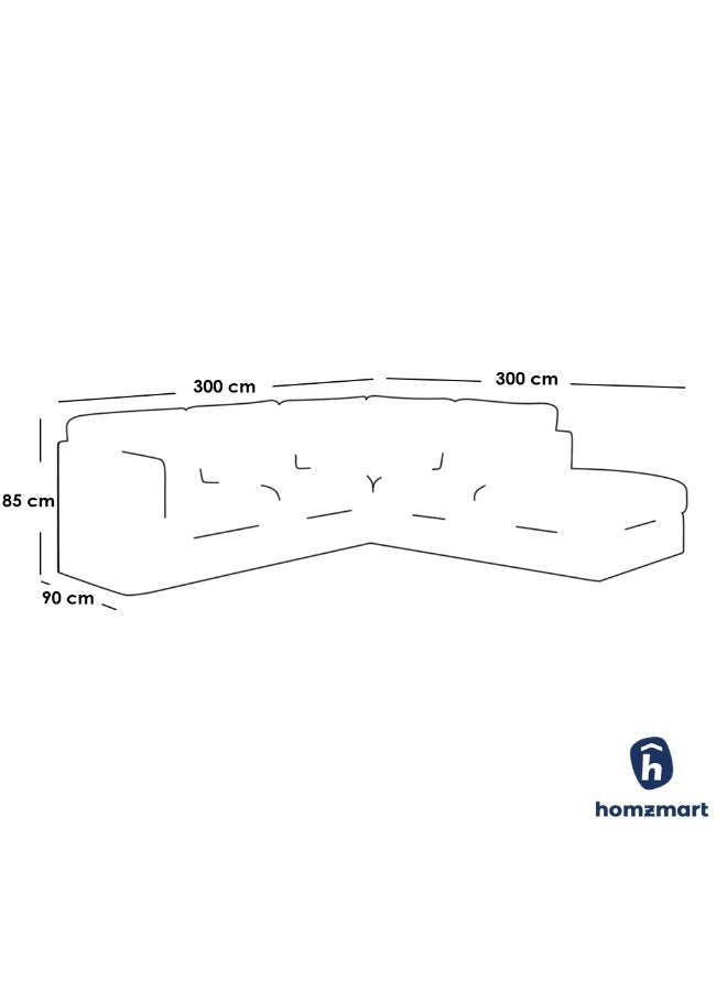 Homzmart Swedish Wood and Linen L-Shape Sofa - Grey - Image 3
