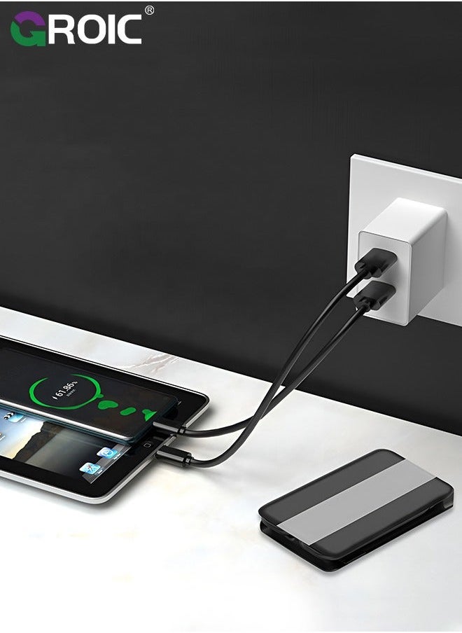 Multi Functional Compact Cable Card with USB-C & USB-A/Micro-USB/Light/OTG USB Adapter Kit Convertor Storage Box for Traveling Phone Pad Charging PC Computer Data Transfer