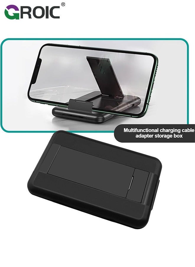 Multi Functional Compact Cable Card with USB-C & USB-A/Micro-USB/Light/OTG USB Adapter Kit Convertor Storage Box for Traveling Phone Pad Charging PC Computer Data Transfer