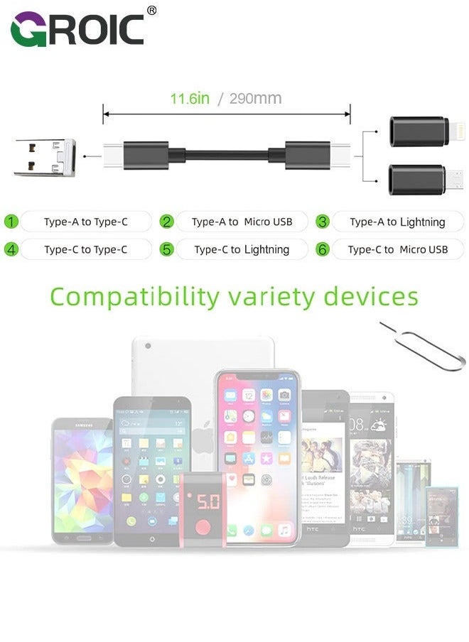 GROIC Multi Functional Compact Cable Card with USB-C & USB-A/Micro-USB/Light/OTG USB Adapter Kit Convertor Storage Box for Traveling Phone Pad Charging PC Computer Data Transfer  - Image 2