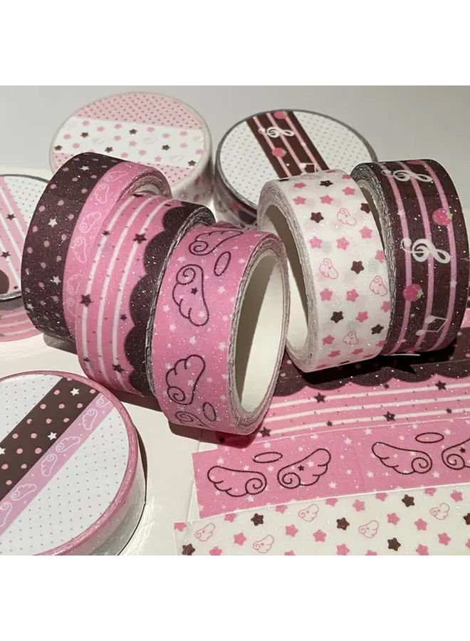 3PCS Random Style Glitter Washi Tape Hearts Stars Music Notes Angel Wings for Scrapbooking Journaling Gift Wrapping - Image 2