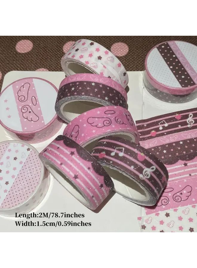 3PCS Random Style Glitter Washi Tape Hearts Stars Music Notes Angel Wings for Scrapbooking Journaling Gift Wrapping - Image 3
