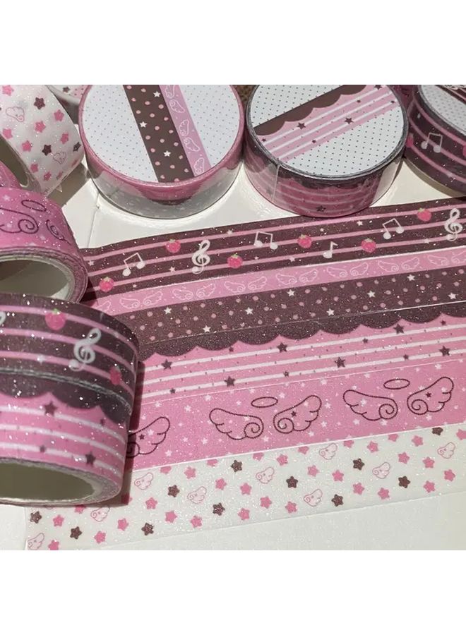 3PCS Random Style Glitter Washi Tape Hearts Stars Music Notes Angel Wings for Scrapbooking Journaling Gift Wrapping - Image 4