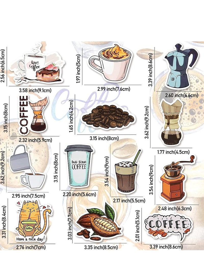 Zikra 50 Pcs Coffee Stickers for Water Bottle Laptop Skateboard Luggage Guitar Car Motorcycle Bike Vinyl Waterproof Coffee Sticker Pack Suitable for Teens Adults - Image 4