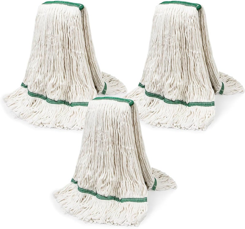 kCarpoly 20oz mop Head Replacement, 3 Pack Heavy Duty Industrial Cotton Looped End String Cleaning Mop Head Refills,Used for Home,Garage,Office and Kitchen,White mop Head Replacement - Image 1