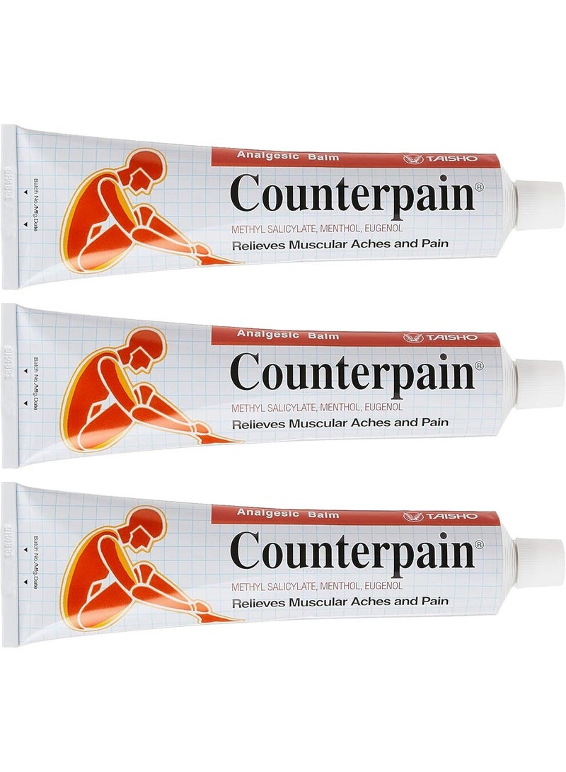Counterpain كاونتر بين وورم بلسم مساج عبوة 3 قطع، 120 جم لكل عبوة، بلسم أصلي مستورد للجسم لراحة العضلات والرياضة والتدليك الدافئ - Image 1