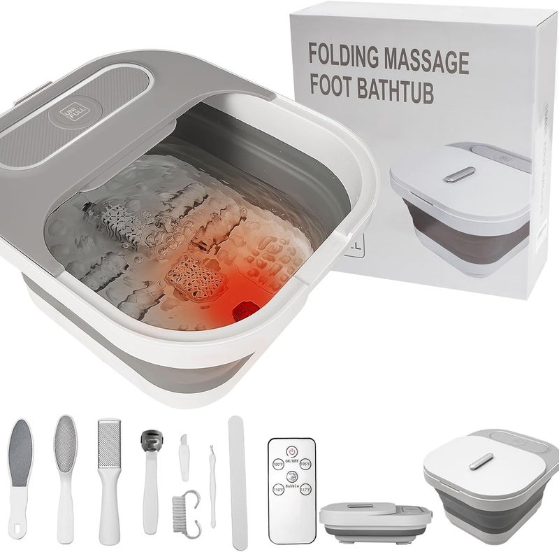 UNIFULL UNIFULL Collapsible Foot Spa Bath with Heat and Massage Rollers Bubble Foot Pedicure Kit Temperature Control Red Light Pedicure Foot Spa Foot Bath 