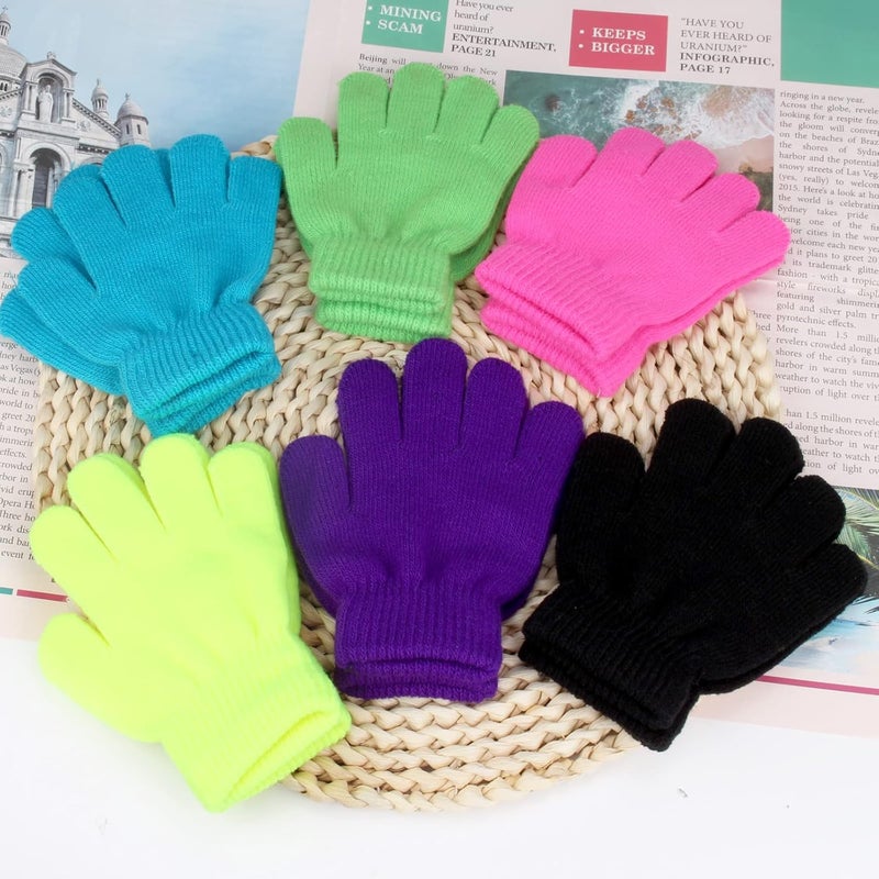 ONESING قفازات صوفية شتوية للأطفال من 3-24 زوج - قفازات بيضاء للأصابع للأولاد والبنات - Image 4