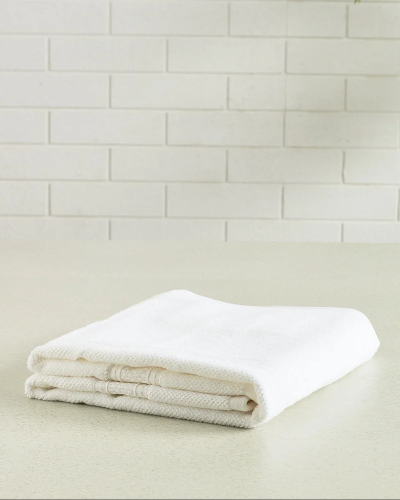 Redtag White Textured Cotton Hand Towel