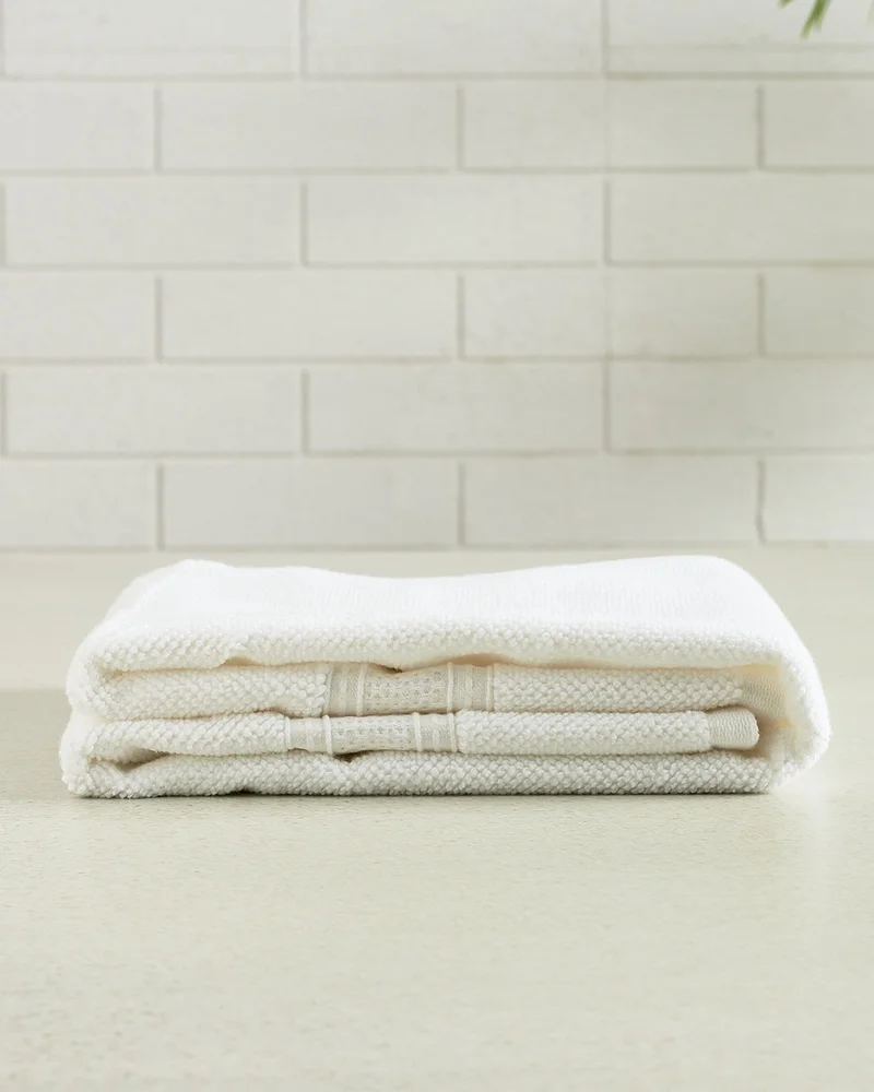 Redtag White Textured Cotton Hand Towel