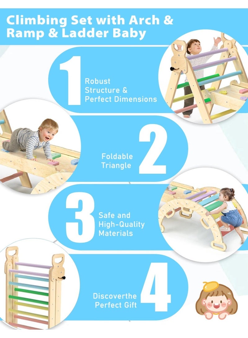 YSOAE Triangle Set Climber, Foldable Climbing Set Wooden Climbing Gym, Easy to Store, Stylish & Functional 3 Piece Indoor Outdoor Climbing Set - Image 3