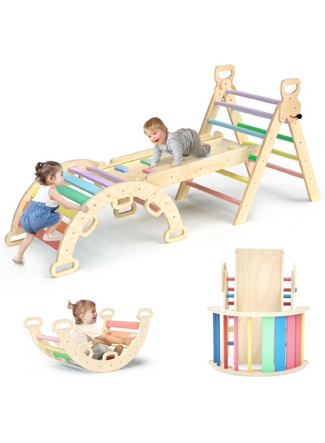 YSOAE Triangle Set Climber, Foldable Climbing Set Wooden Climbing Gym, Easy to Store, Stylish & Functional 3 Piece Indoor Outdoor Climbing Set - Image 1