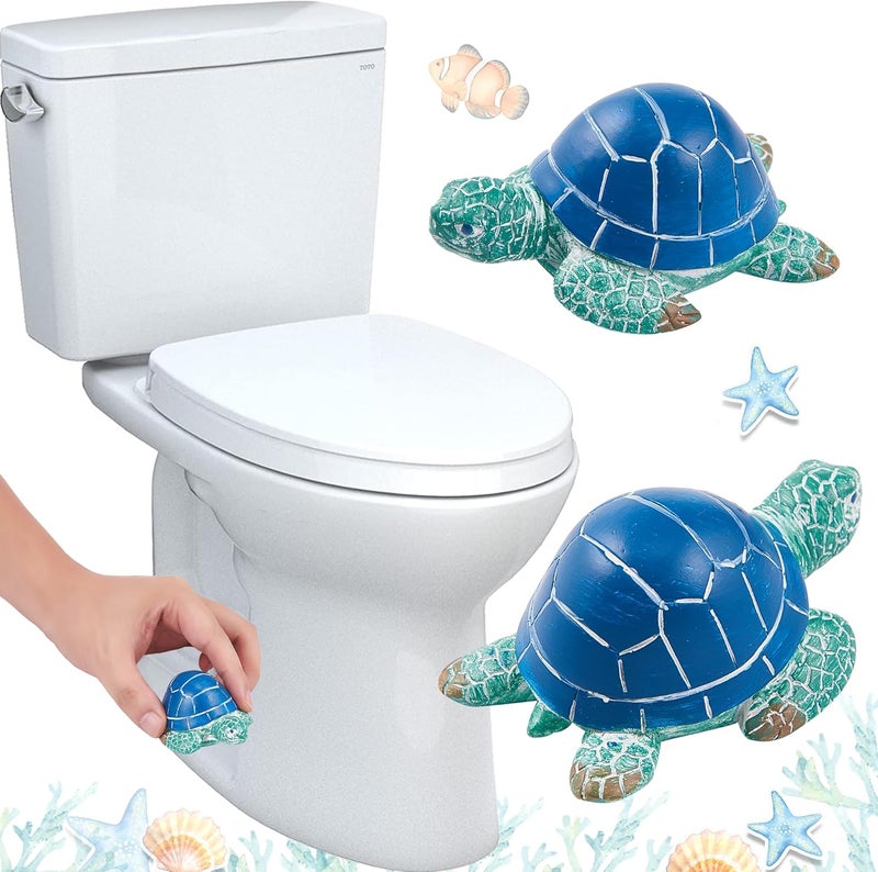 SRCVYLT 2Pcs Turtle Toilet Bolt Covers Decorative,Sea Turtle Bathroom Accessories Decor,Toilet Bolt Caps Decorative for Coastal Home Beach House, Easy to Install - Image 1