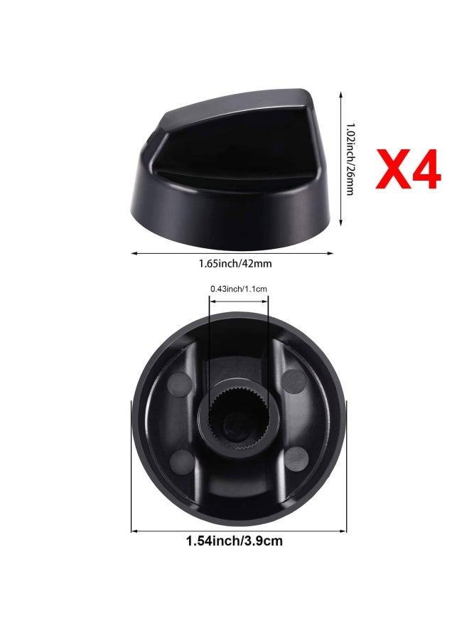Jetec 4 Pack Black Control Knobs Replacement with 12 Adapters for Oven Stove Range Wide Application - Image 2