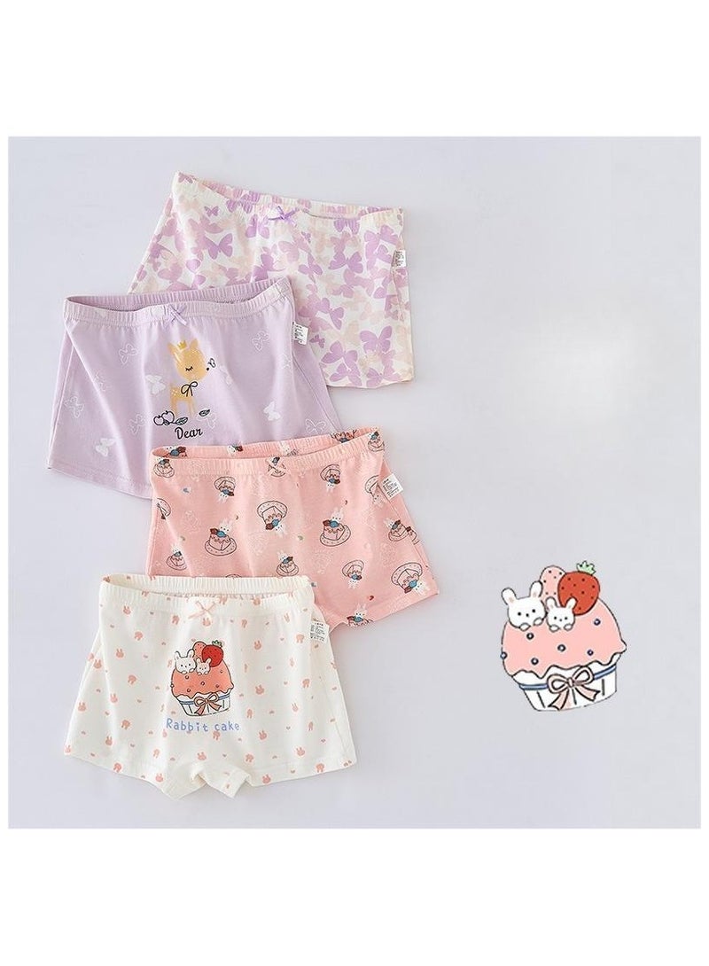 Fashionable Little Girl Cute Style Printed Four Boxer Briefs Suitable For Ages 3-10 - Image 1