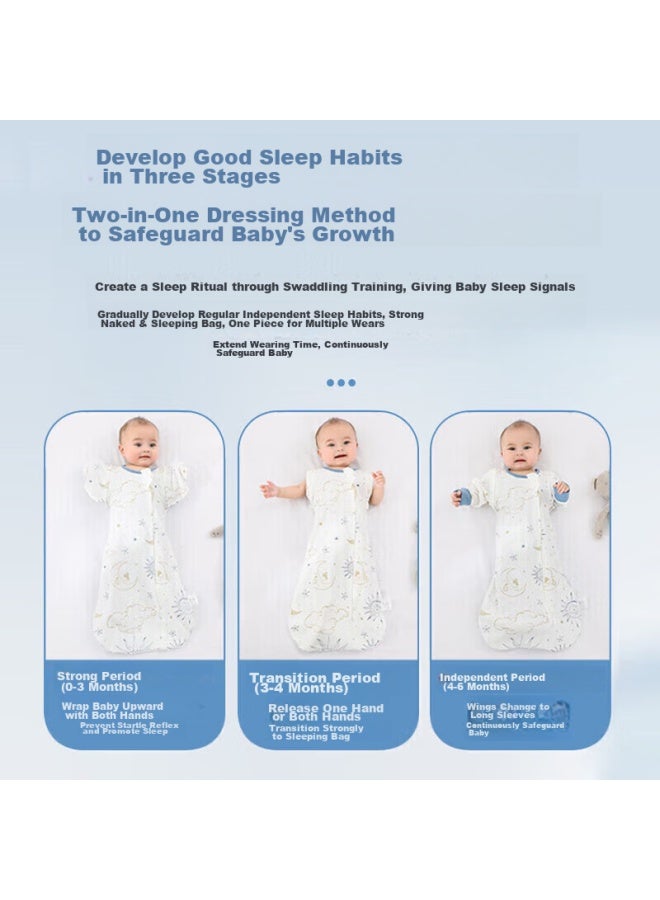 9i9 Baby Sleeping Bag, Pure Cotton, Anti-startle Swaddle, Wrap Blanket, Surrender-style, Newborn Swaddle, Anti-kick Blanket, 2 Sets Of Sleeves, A116m - Image 1