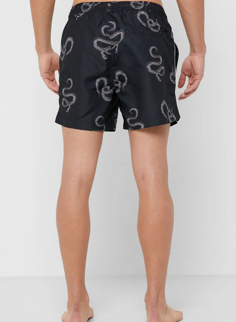 BURTON Snake Print Swim Shorts