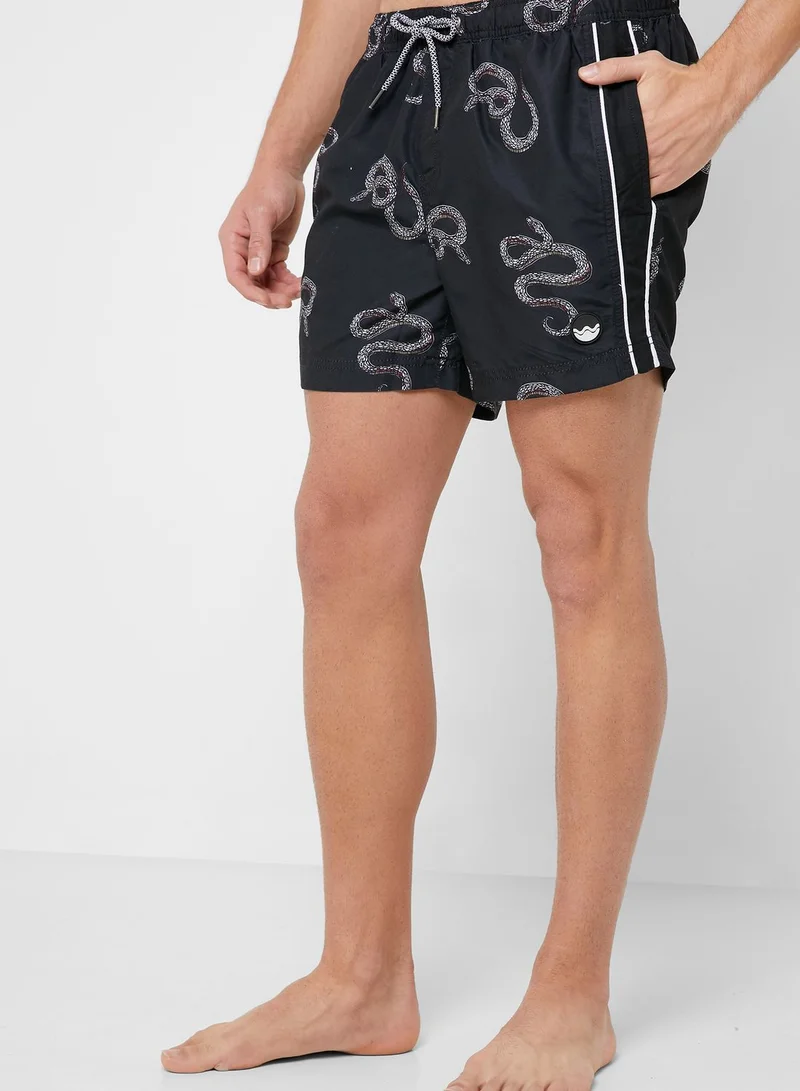 BURTON Snake Print Swim Shorts