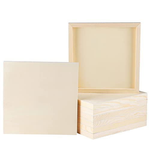 ADXCO 8 Pack Wood Panels 10 x 10 Inch Unfinished Wood Canvas Wooden Panel Boards for Painting, Pouring, Arts Use with Oils, Acrylics - Image 1
