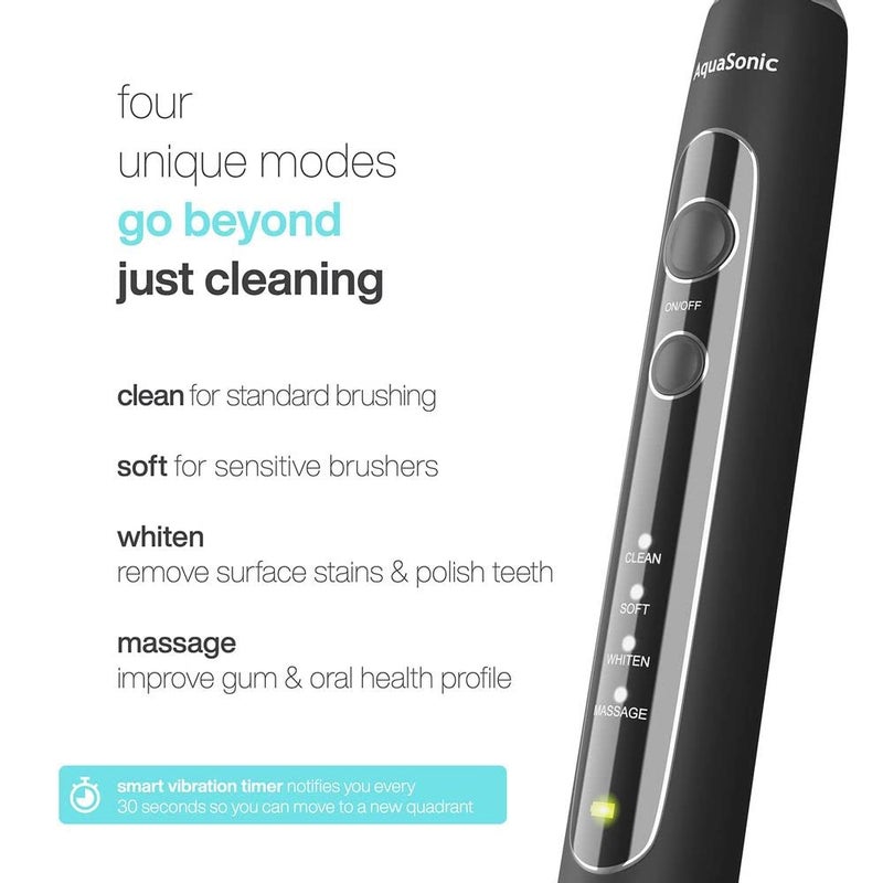 Aquasonic Black Series PRO – Ultra Whitening Toothbrush w UV Sanitizing Base – 5 Modes & Smart Timers – Premium Travel Case – Electric Toothbrush – ADA Approved Toothbrush - Image 3