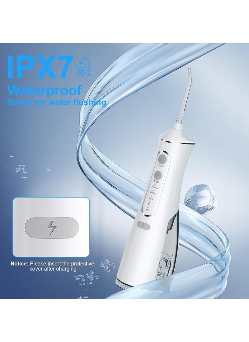 Denx Water Flosser Tooth Brush, Cordless 310mL Professional Oral Irrigator, 360° Nozzle Rotation, Hidden Charging Port, 4 Modes 4 Jet Tips, IPX7 Waterproof, Easy-to-Clean (White)  - Image 3