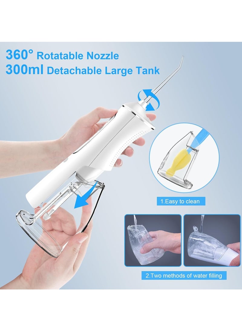 Denx Water Flosser Tooth Brush, Cordless 310mL Professional Oral Irrigator, 360° Nozzle Rotation, Hidden Charging Port, 4 Modes 4 Jet Tips, IPX7 Waterproof, Easy-to-Clean (White)  - Image 5