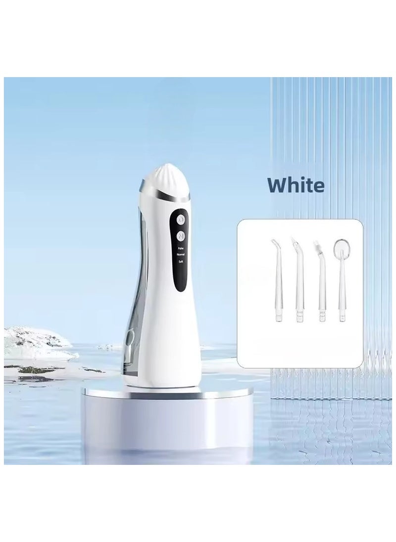 Denx Water Flosser Tooth Brush, Cordless 310mL Professional Oral Irrigator, 360° Nozzle Rotation, Hidden Charging Port, 4 Modes 4 Jet Tips, IPX7 Waterproof, Easy-to-Clean (White)  - Image 1