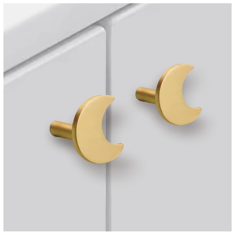 EHERDM 2Packs MoonShaped Cabinet Knob Brass Door Knobs Decorative Dresser Closet Handles Puller Cupboard Wardrobe Furniture Hardware for Home Kitchen Bedroom - Image 2