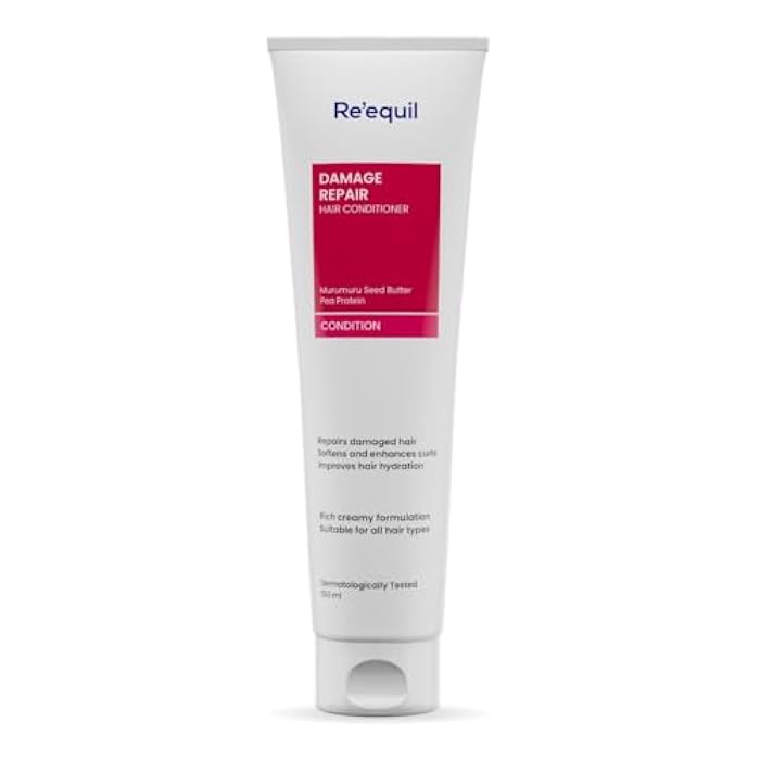 RE' EQUIL Murumuru Damage Repair Conditioner for All Hair Types, Silicone Free Conditioner - 150ml | Great for Curly Hair - Image 1