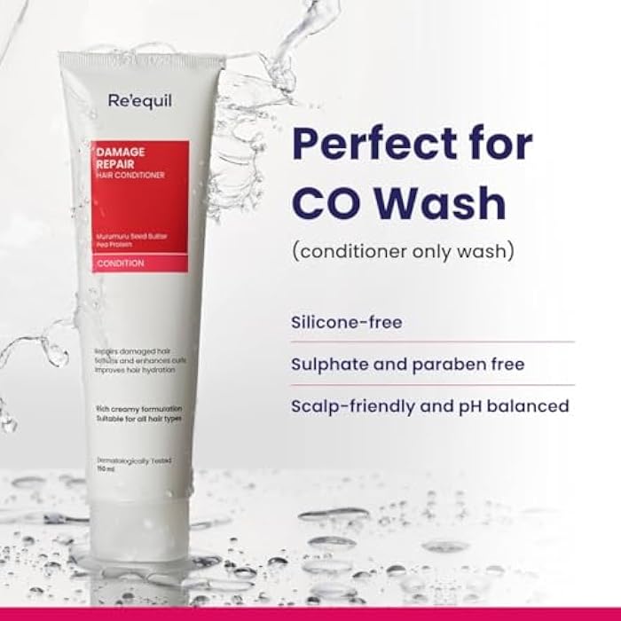 RE' EQUIL Murumuru Damage Repair Conditioner for All Hair Types, Silicone Free Conditioner - 150ml | Great for Curly Hair - Image 5