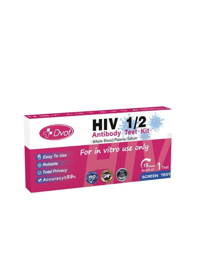 Dvot Dvot HIV 1/2 Rapid Antibody Home Test Kit – Accurate and Affordable At-Home HIV Testing with Fast Results  - Image 1