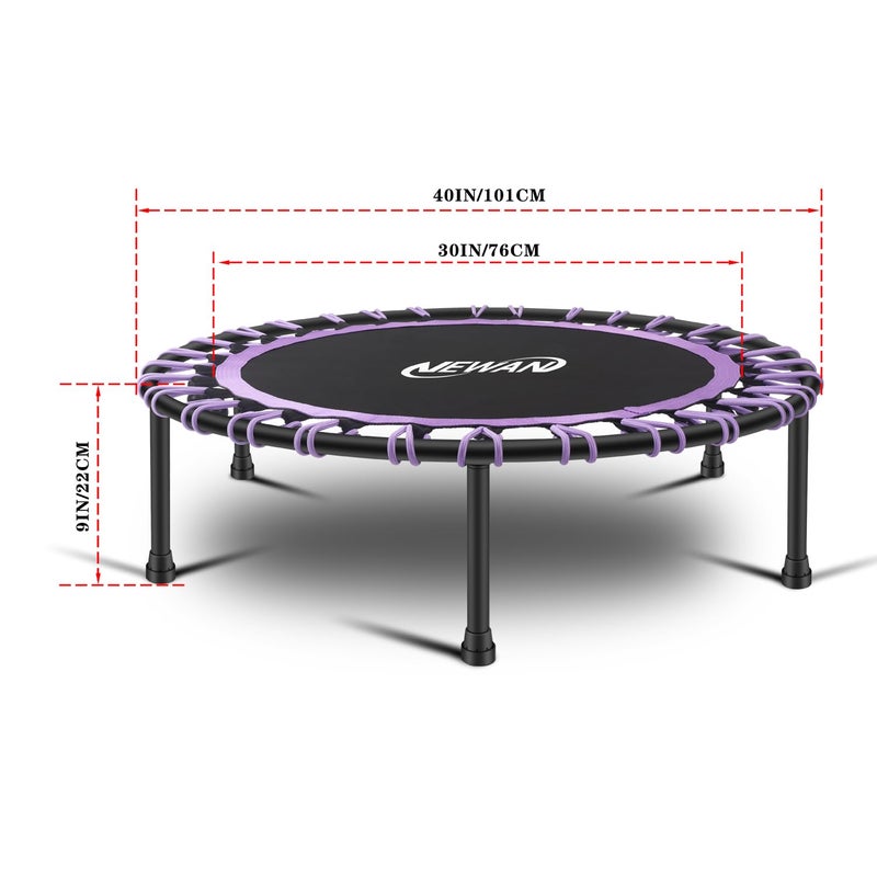 Newan 40" Silent Mini Trampoline Fitness Trampoline Bungee Rebounder Jumping Cardio Trainer Workout for Adults-Max Limit 330lbs - Image 5