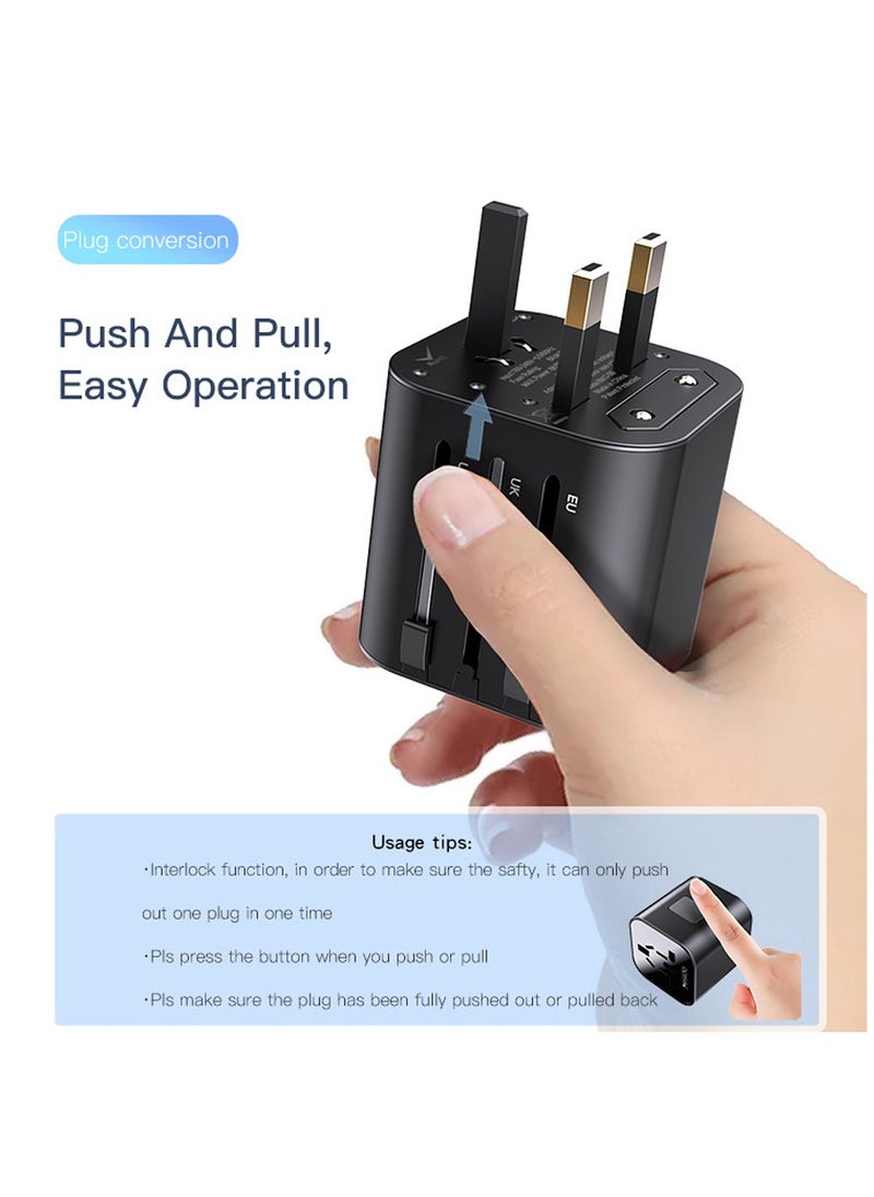 Yesido Yesido MC09 Universal Adapter Worldwide Charger for UK/EU/US/AUS Plugs Over - Black  - Image 4