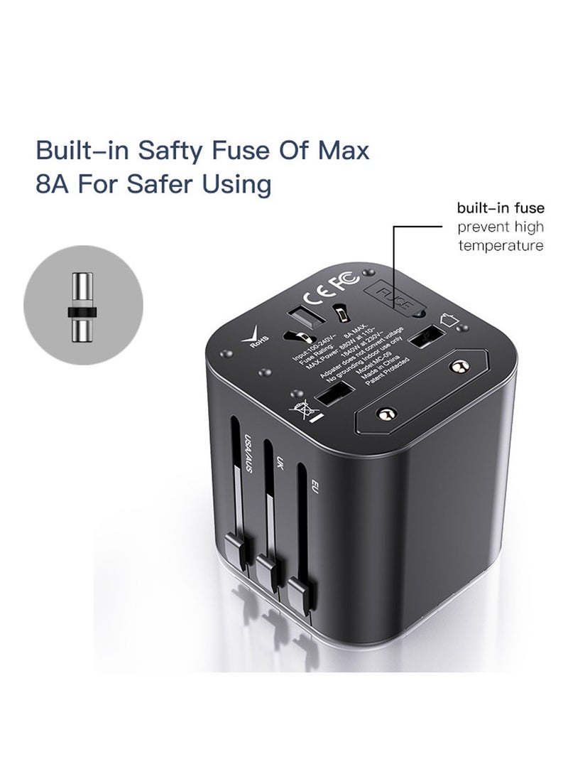 Yesido Yesido MC09 Universal Adapter Worldwide Charger for UK/EU/US/AUS Plugs Over - Black  - Image 5