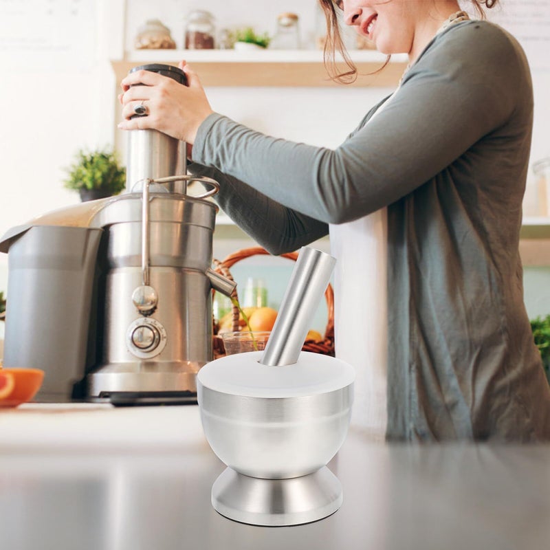 Stainless Steel Garlic Masher And Grinding Bowl With Pestle Muddler Multi Use Kitchen Tool For Spices Herbs And Fresh Garlic - Image 5