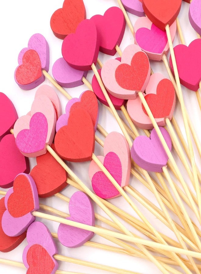 WorldBazaar Red Heart Toothpicks For Appetizers 120 Pcs Valentines Day Cocktail Picks Sticks Food Fruit Sandwich Picks Anniversary Party Supplies Birthday Wedding Table Decorations - Image 1